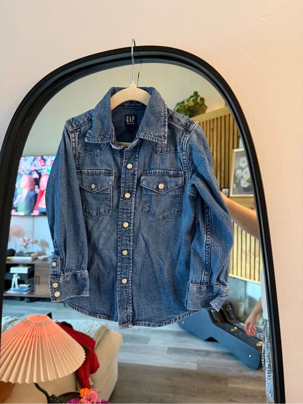 GAP Kids Denim Western Style Shirt-Jacket in Medium Blue